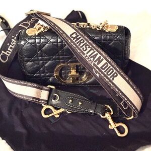 Dior Black Quilted Crossbody Bag with Gold Accents and Dior shoulder strap
